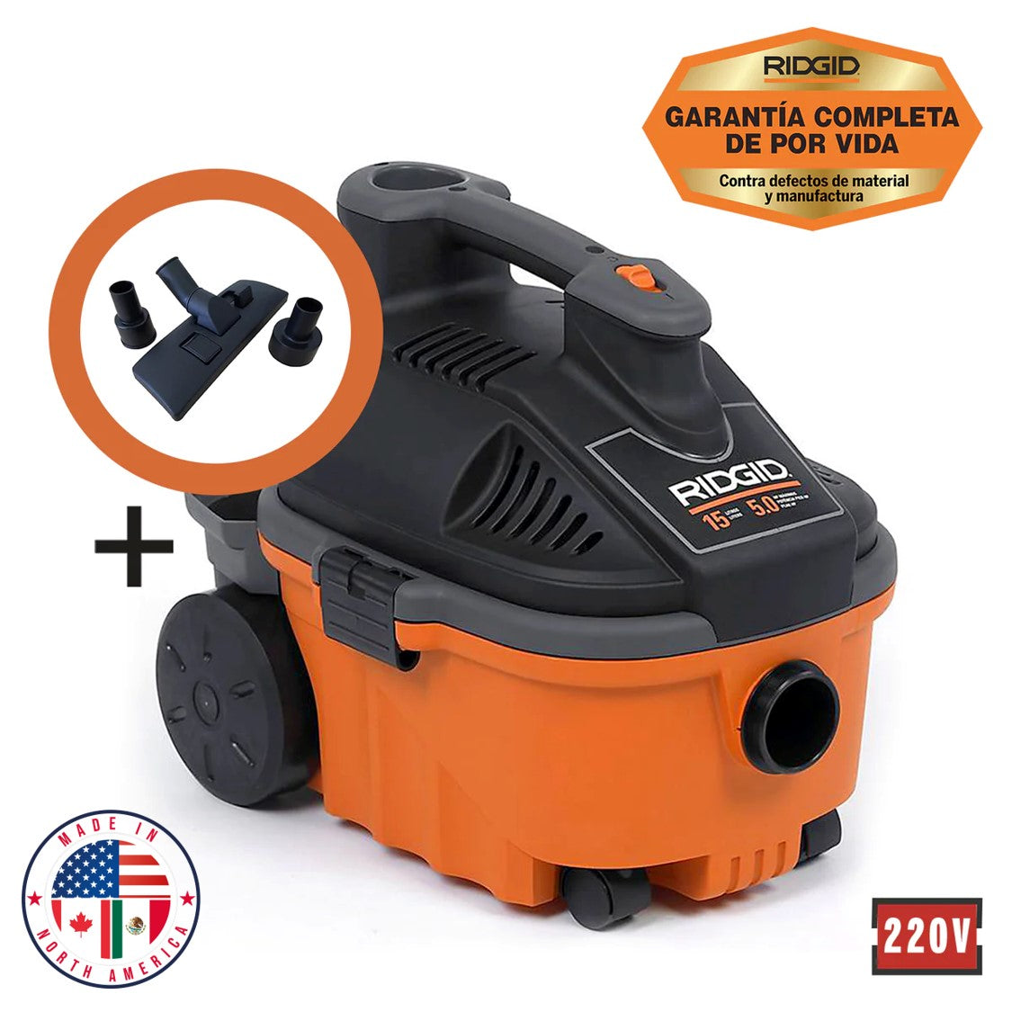 PACK Aspiradora seco - Mojado 15 Lt 5HP WD4075 + Boquilla Alfombra Piso Flotante VT2530 [ENTREGA INMEDIATA EN BODEGA]